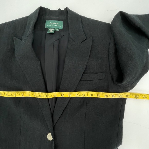 Lauren Ralph Lauren Women's Charcoal Gray 100% Linen Blazer Size 12 - Picture 9 of 11